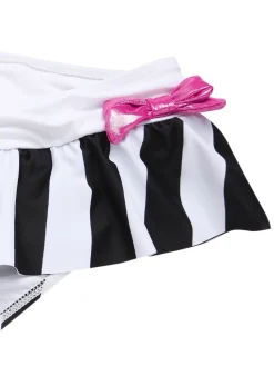 Sale Retro Stage 1950s Stripe Bow Halter Bikini Black & White