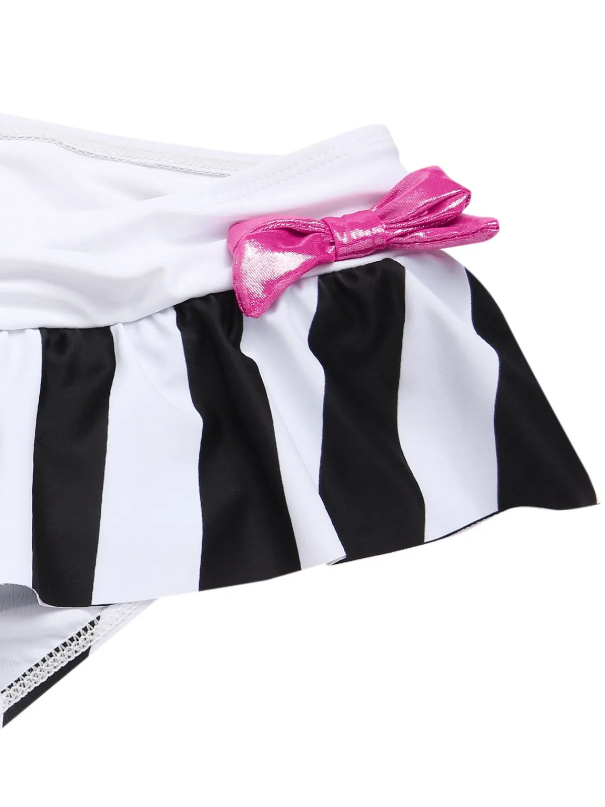 Sale Retro Stage 1950s Stripe Bow Halter Bikini Black & White