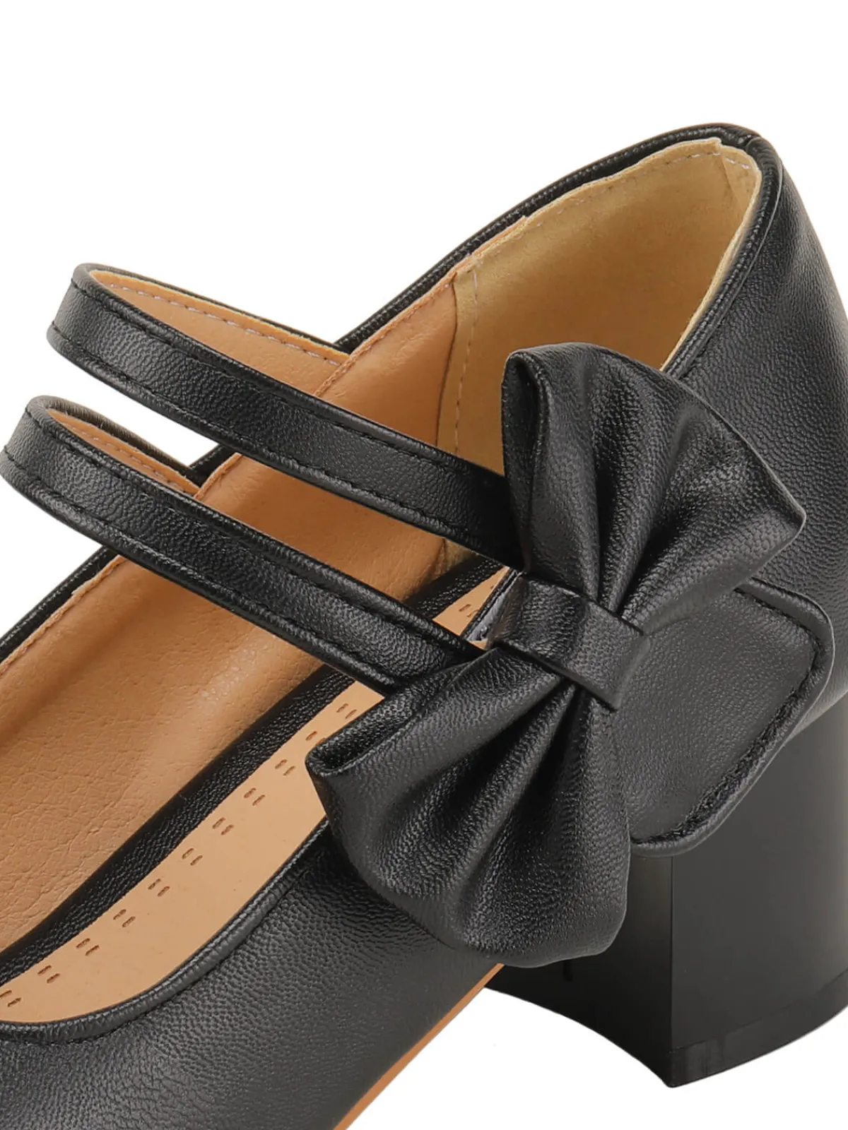 Clearance Retro Stage Bow Mary Jane Chunky Heel Shoes Black