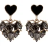 Discount Retro Stage Black Diamond Heart Earrings