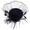 Clearance Retro Stage Black Faux Feather Fascinator Hat With Veil