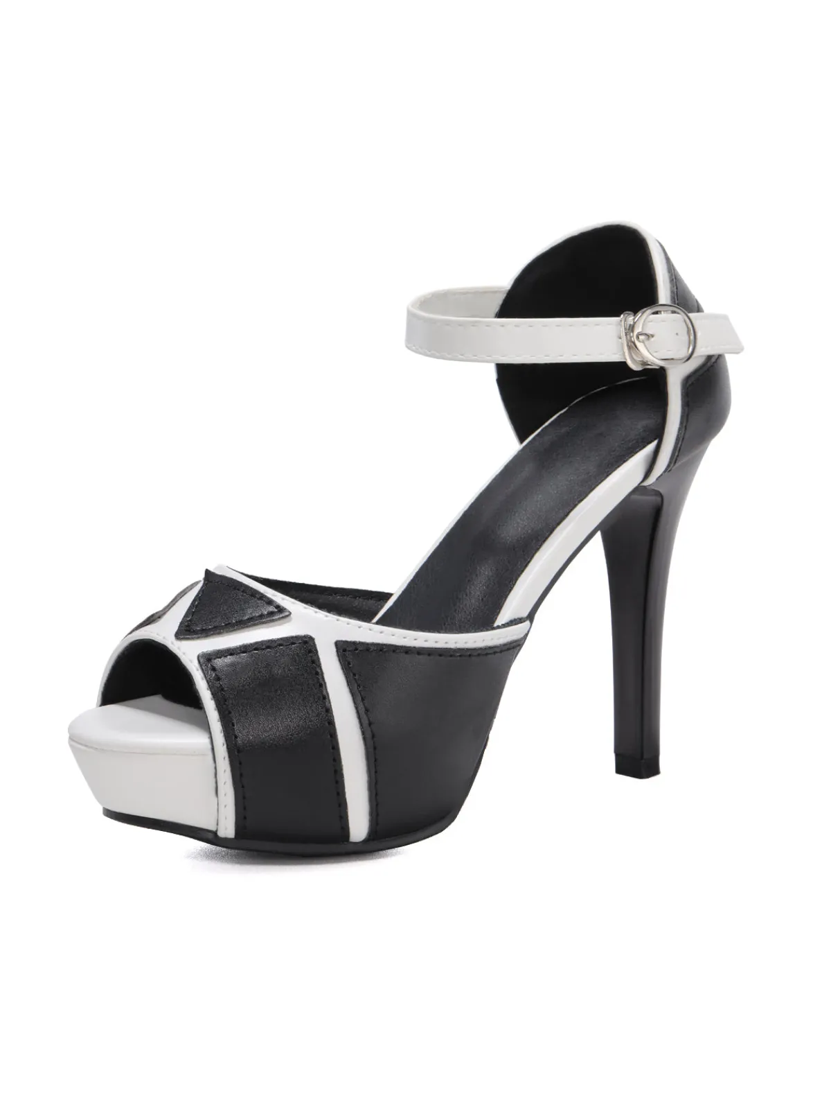 Clearance Retro Stage Fish Mouth Buckle High Heels Shoes Black