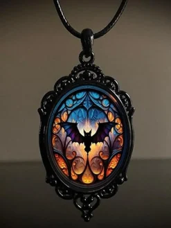 Best Retro Stage Black Halloween Bat Vintage Pendant Necklace