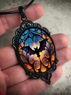Best Retro Stage Black Halloween Bat Vintage Pendant Necklace