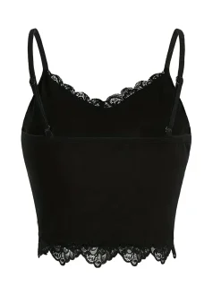 Clearance Retro Stage Halloween Cross Rhinestone Camisole Black