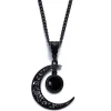 Discount Retro Stage Black Halloween Hollow Crescent Moon Necklace