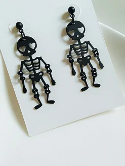 Sale Retro Stage Black Halloween Skeleton Dangle Earrings