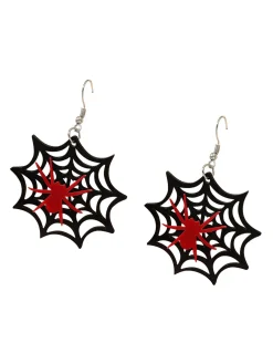 Discount Retro Stage Black Halloween Spider Web Earrings