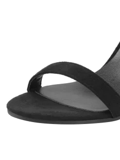 Online Retro Stage Pearl Chain Metal Point Toe Cone Heels Black