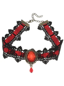 Online Retro Stage Black Retro Halloween Lace Necklace