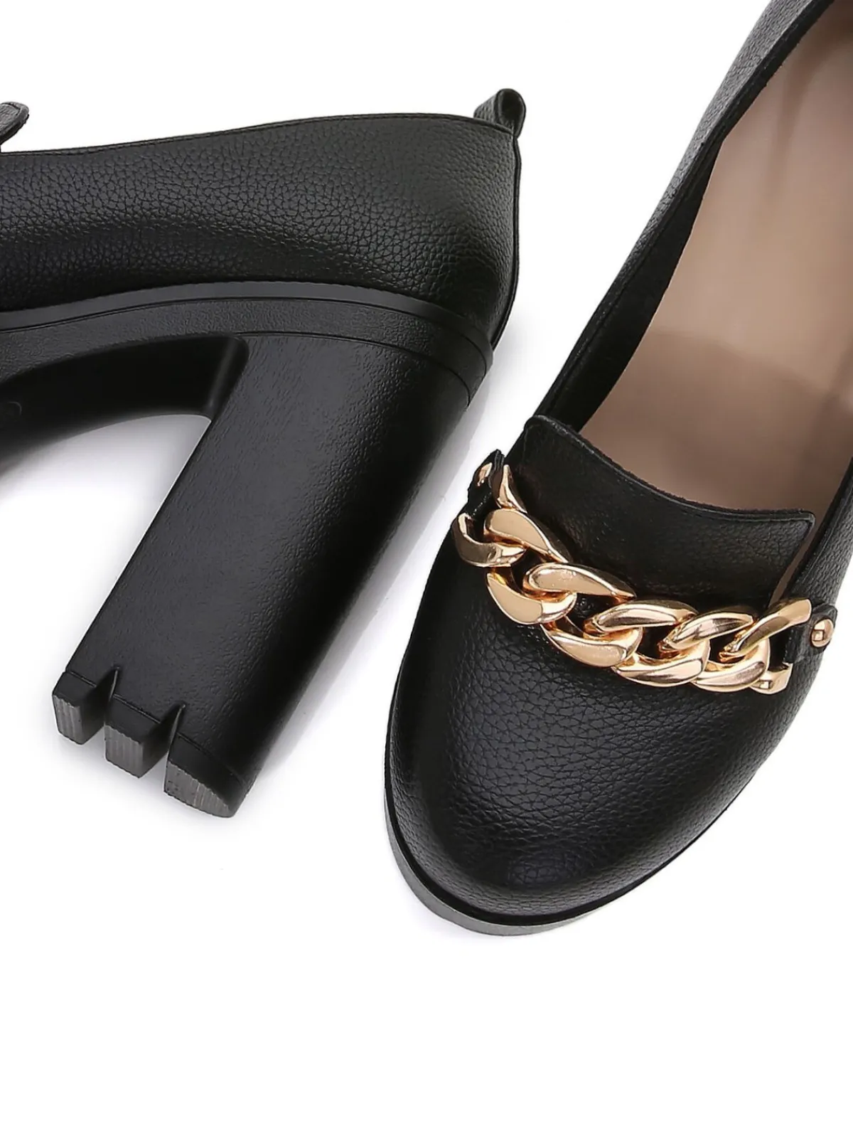 Hot Retro Stage Retro Thick Bottom High Heels Black