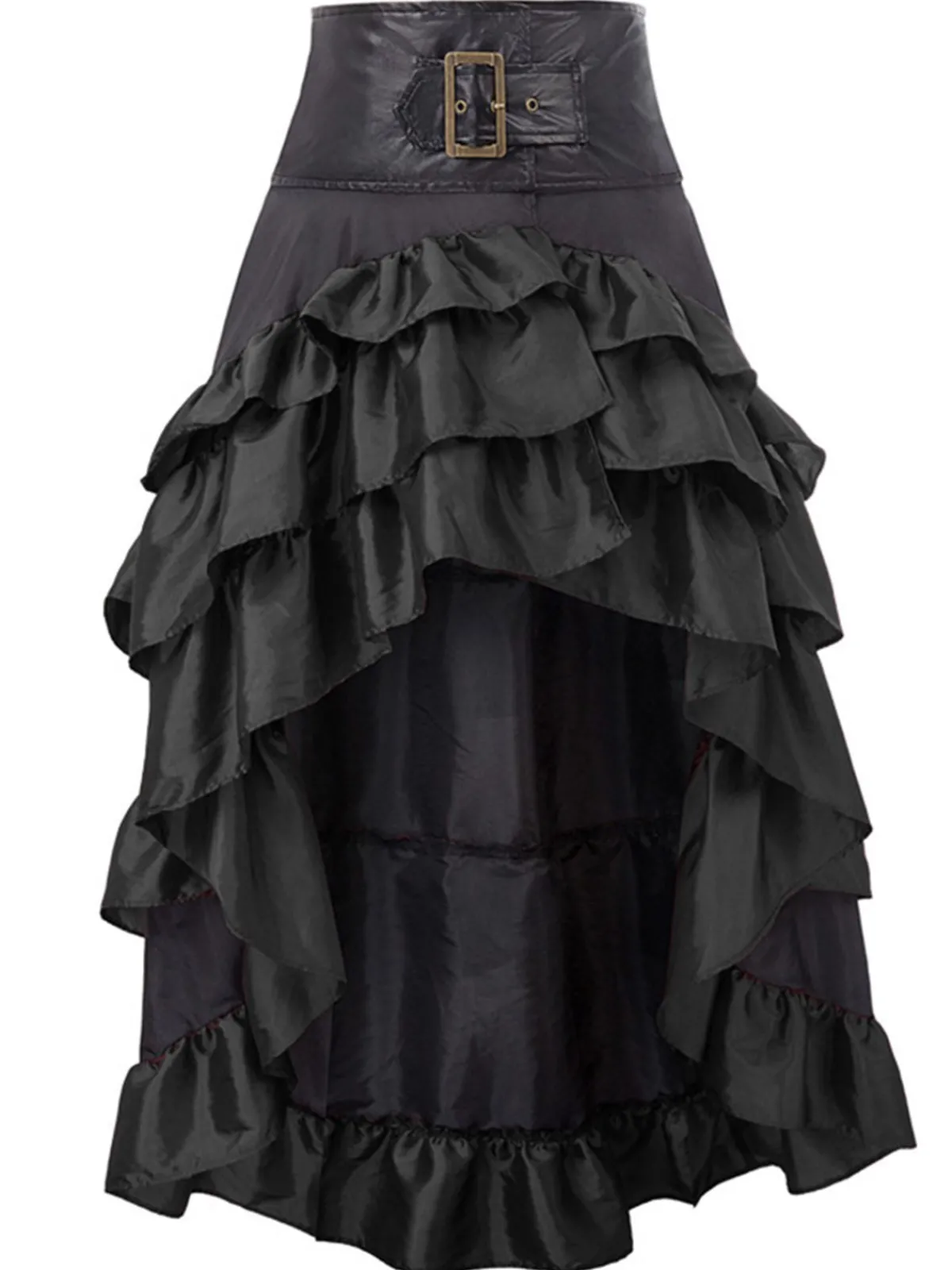 Discount Retro Stage Black Ruffle Patchwork Irregular Skirt