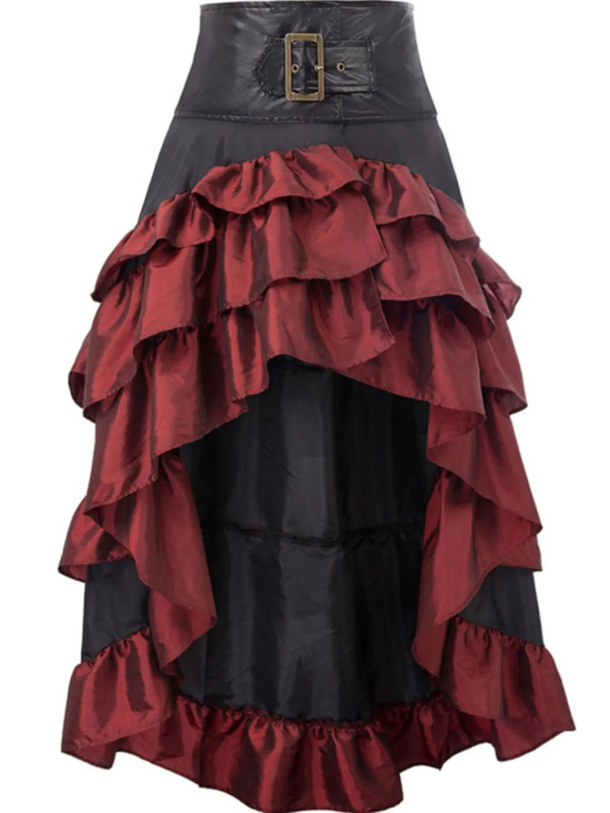 Discount Retro Stage Black Ruffle Patchwork Irregular Skirt