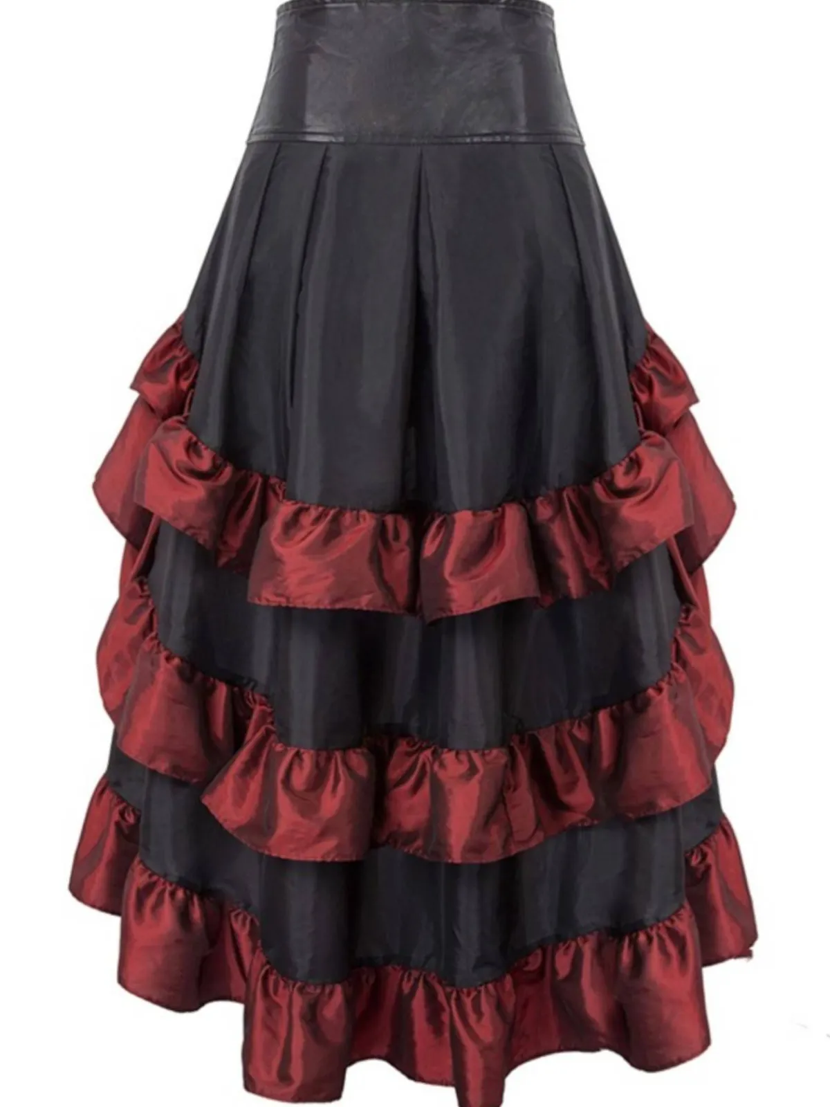 Discount Retro Stage Black Ruffle Patchwork Irregular Skirt