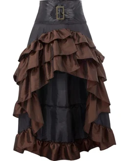 Discount Retro Stage Black Ruffle Patchwork Irregular Skirt