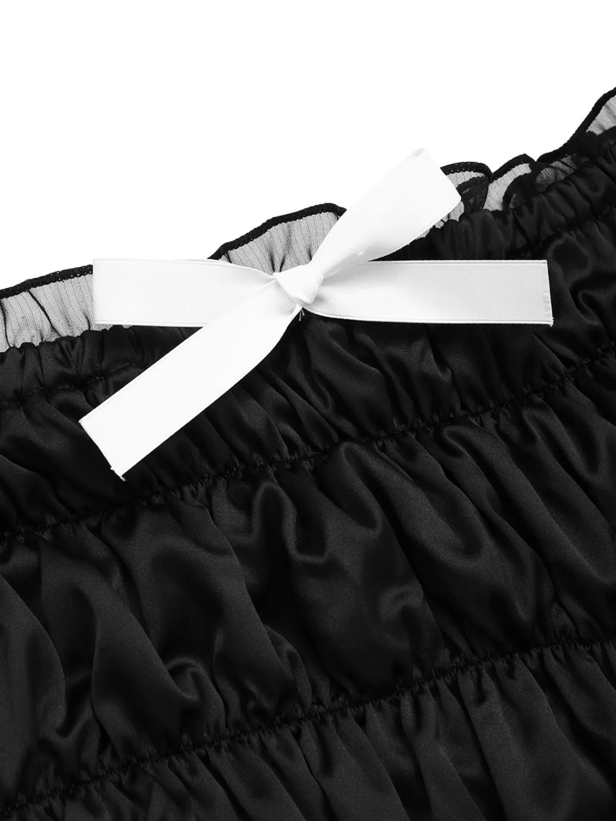 Online Retro Stage 1940s Bowknot Mesh Bandeau Swimsuit Black