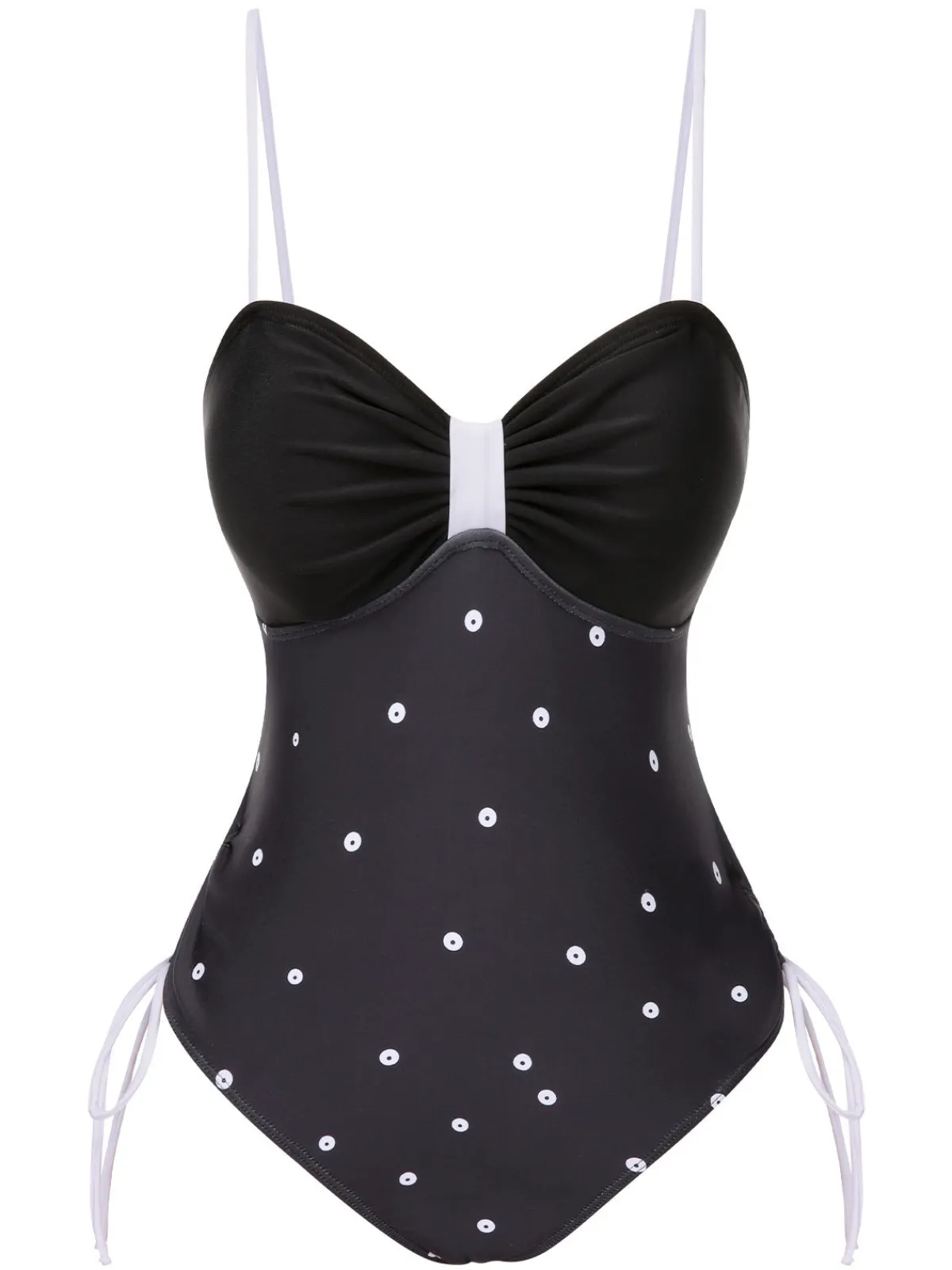 Outlet Retro Stage 1950s Bowknot Polka Dots Swimsuit Black