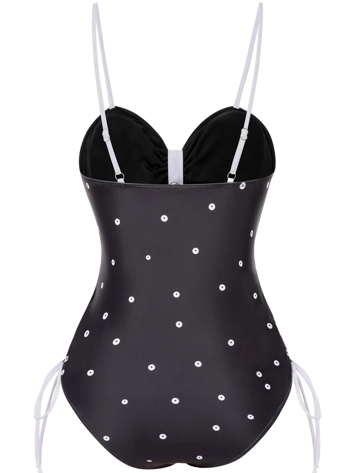 Outlet Retro Stage 1950s Bowknot Polka Dots Swimsuit Black