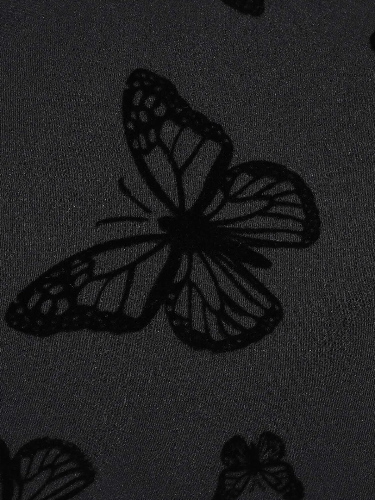 Fashion Retro Stage 1950s Butterfly Flocking Mesh Dress Black