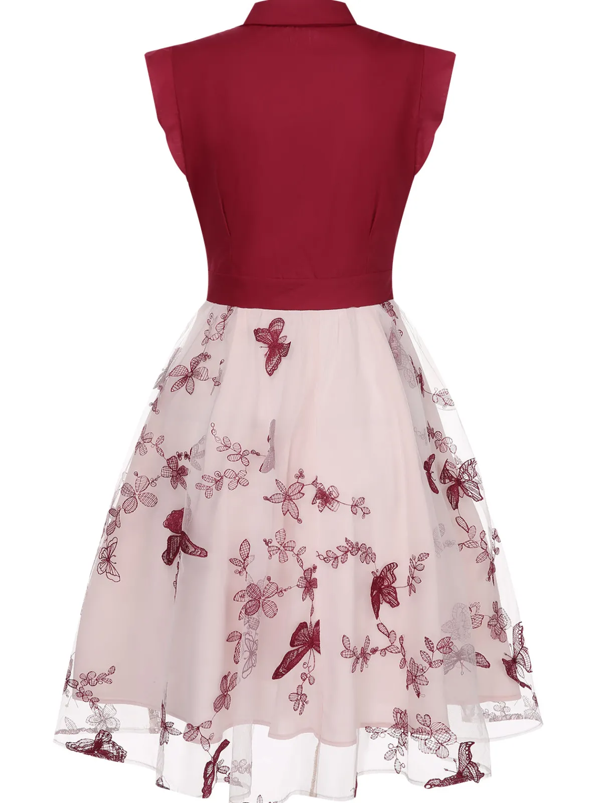 Online Retro Stage Black 1950s Butterfly Patchwork Vintage Dress