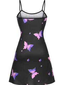 Best Retro Stage 1950s Butterfly Suspender Sleepwear Black