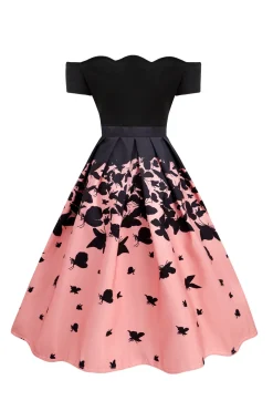 Outlet Retro Stage 1950s Butterfly Swing Dress Black