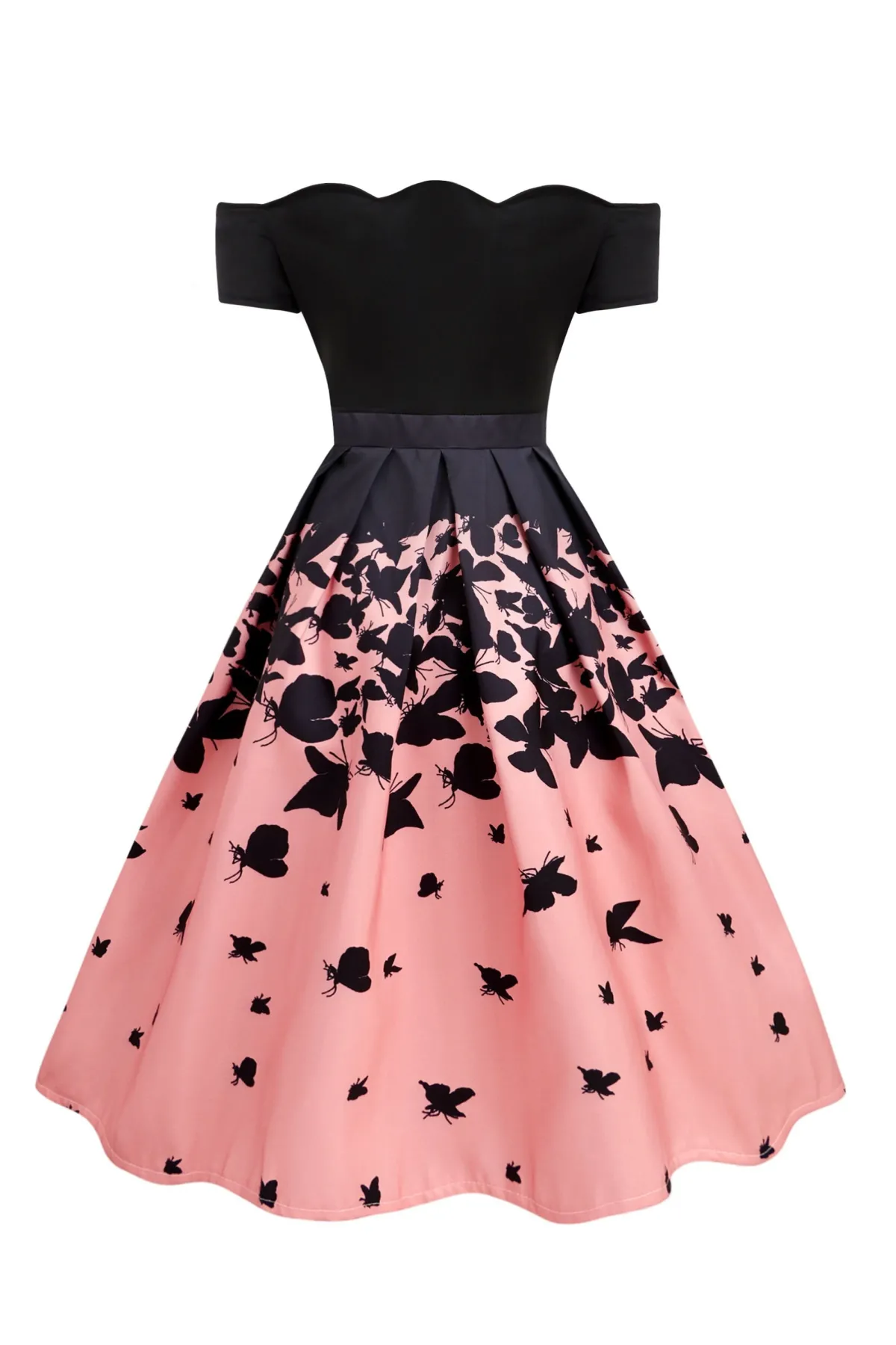 Outlet Retro Stage 1950s Butterfly Swing Dress Black