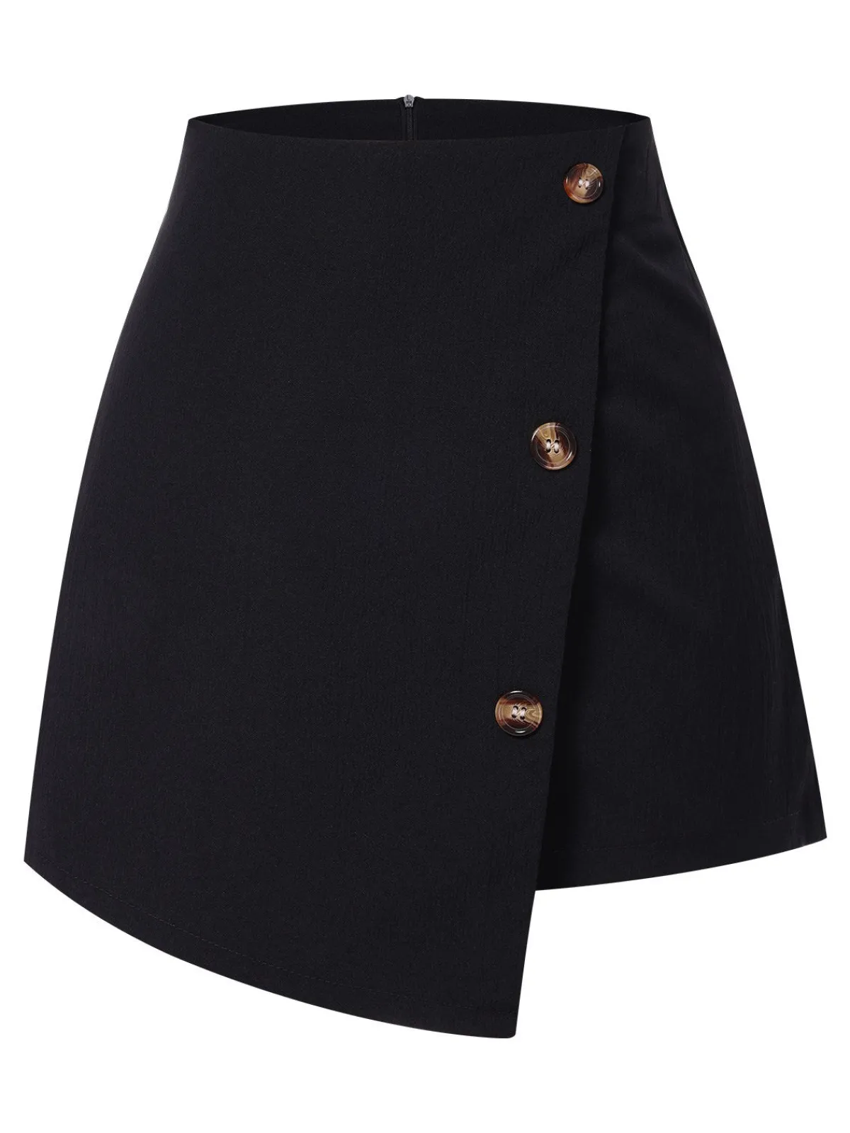 Best Retro Stage 1940s Button Irregular Hem Skirt Black