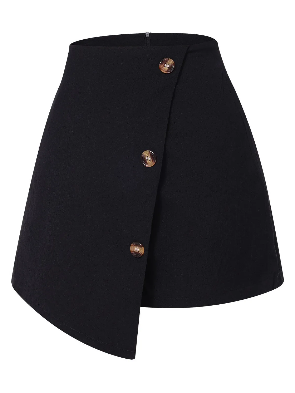 Best Retro Stage 1940s Button Irregular Hem Skirt Black
