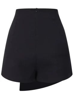 Best Retro Stage 1940s Button Irregular Hem Skirt Black
