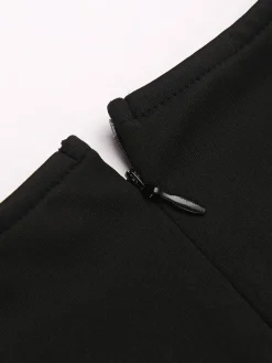 Outlet Retro Stage 1960s Button Slit Bodycon Dress Black