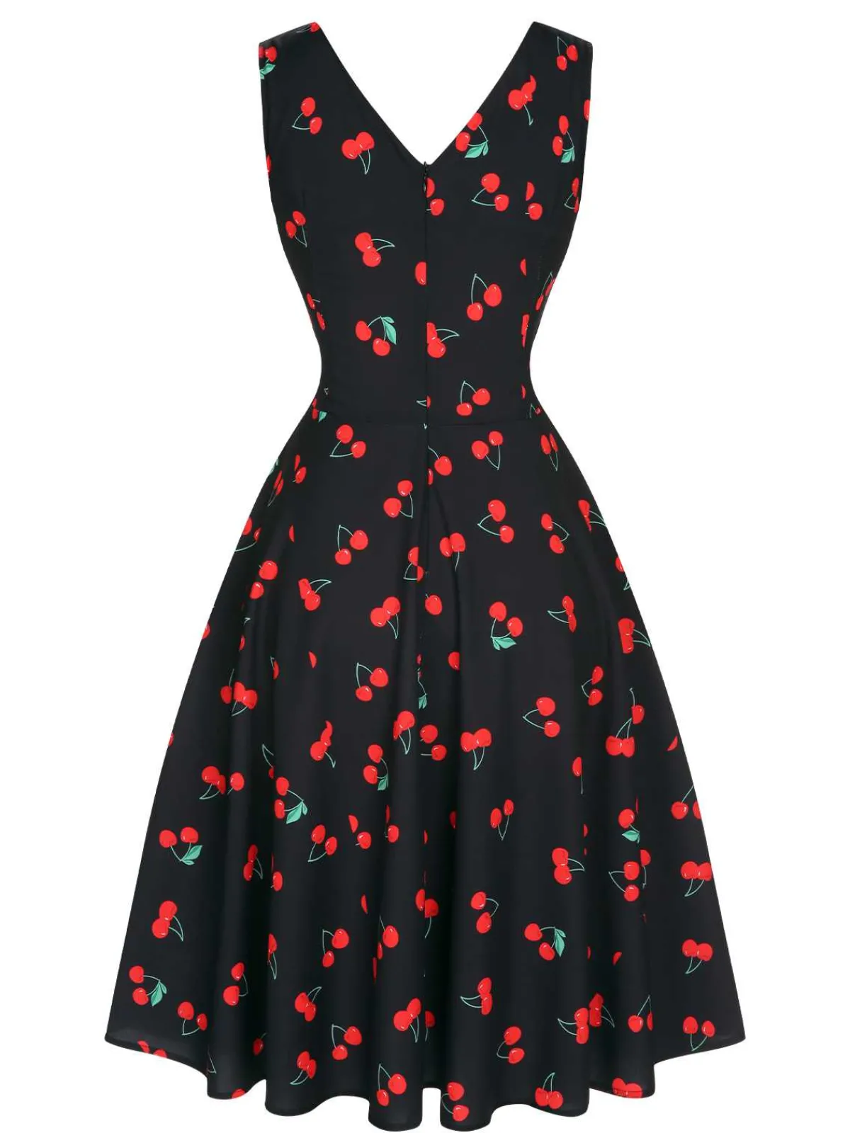 Best Retro Stage 1950s Cherry Sleeveless Dress Black