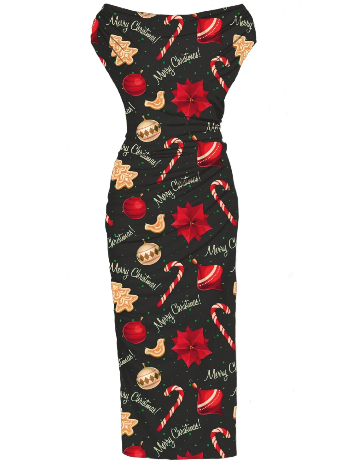Clearance Retro Stage 1960s Christmas Cap Sleeve Slim Pleated Dress Black