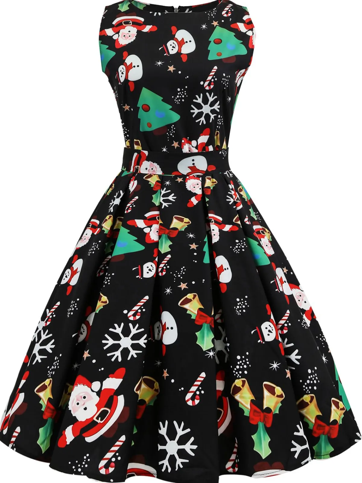Best Retro Stage 1950s Christmas Santa Claus Candy Dress Black