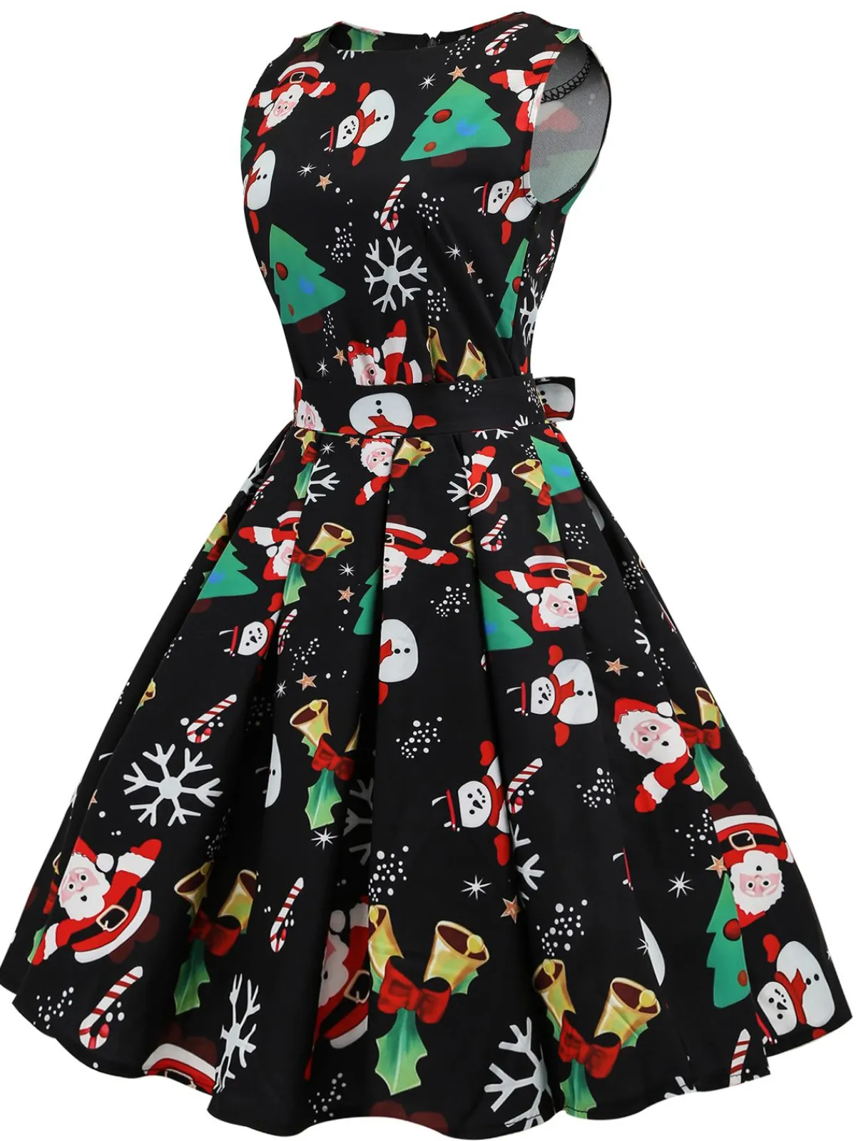 Best Retro Stage 1950s Christmas Santa Claus Candy Dress Black