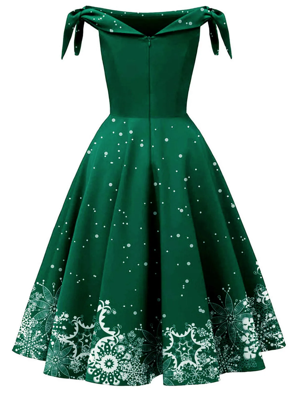 Fashion Retro Stage Black 1950s Christmas Snowflake Off-Shoulder Dress