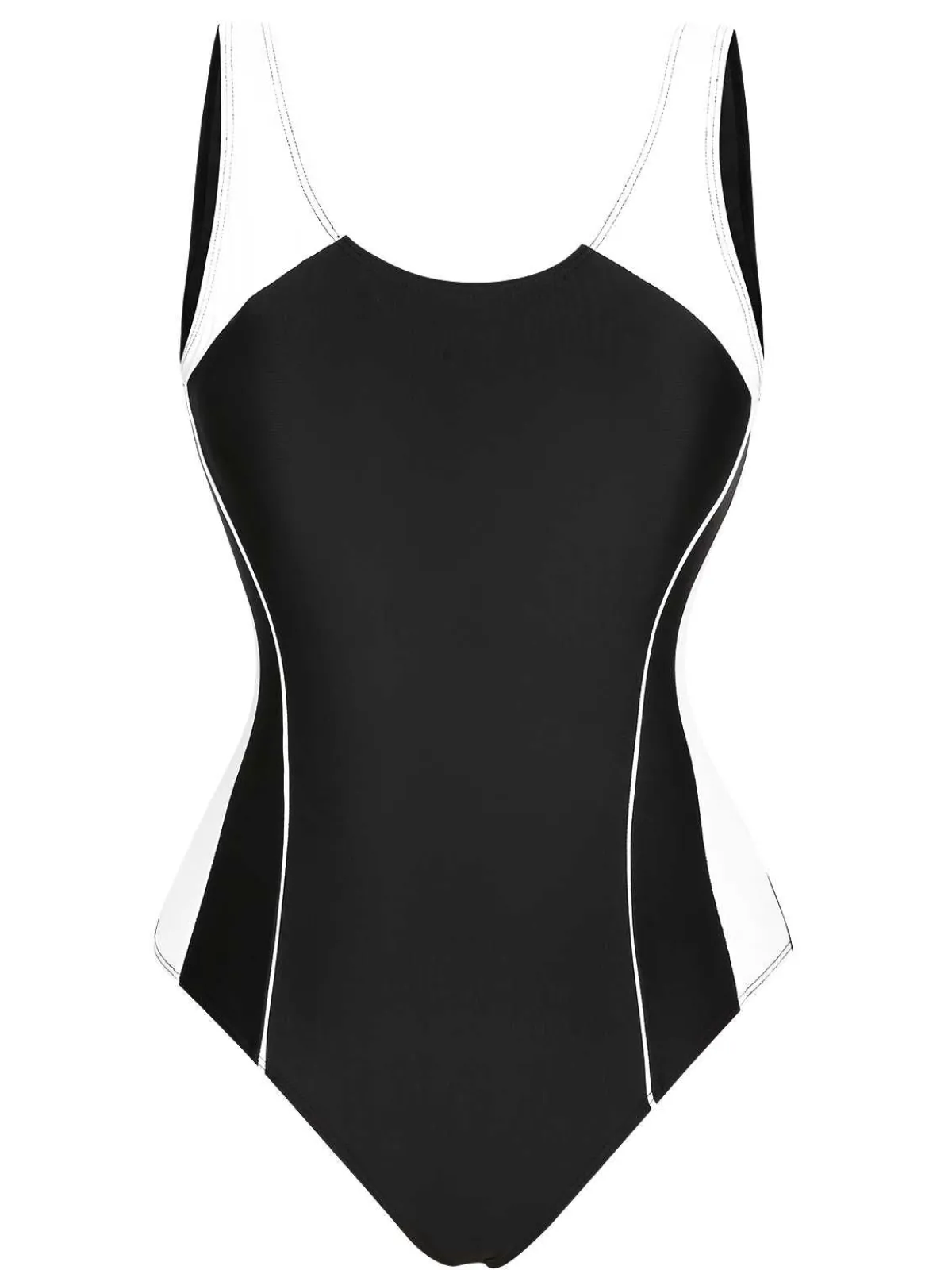 New Retro Stage 1940s Contrast One-Piece Swimsuit Black