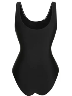 New Retro Stage 1940s Contrast One-Piece Swimsuit Black