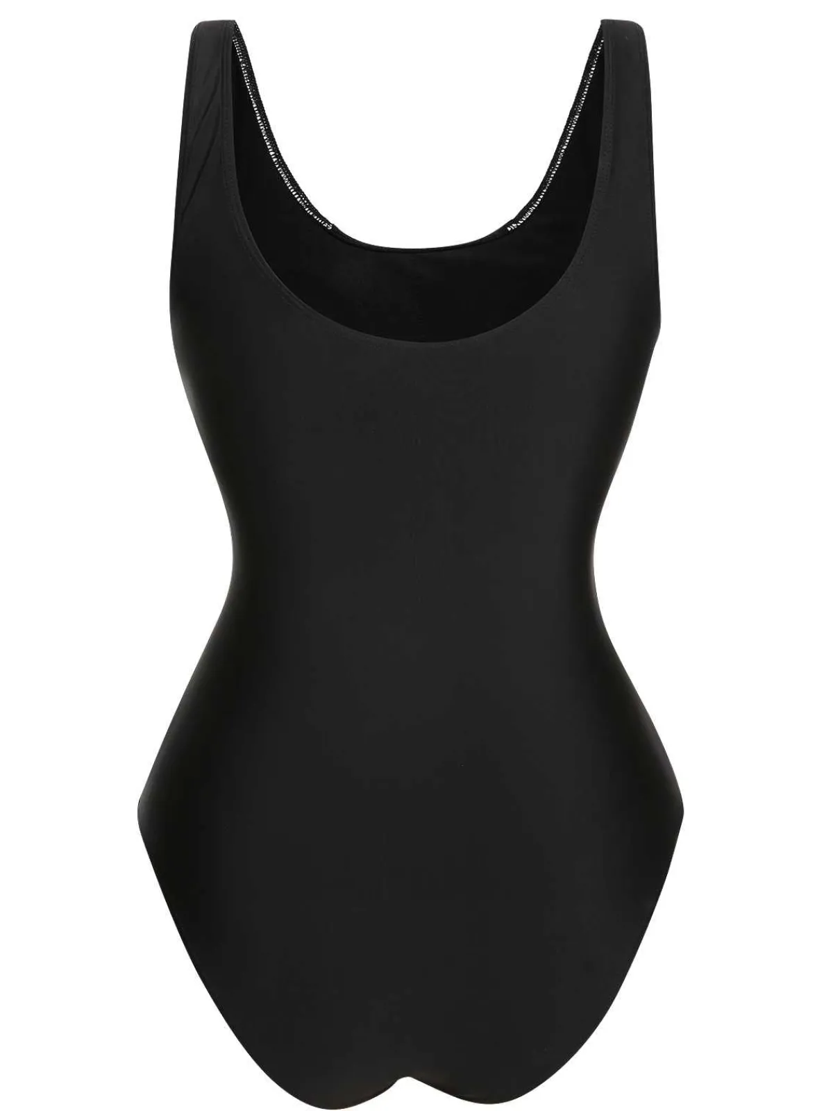 New Retro Stage 1940s Contrast One-Piece Swimsuit Black