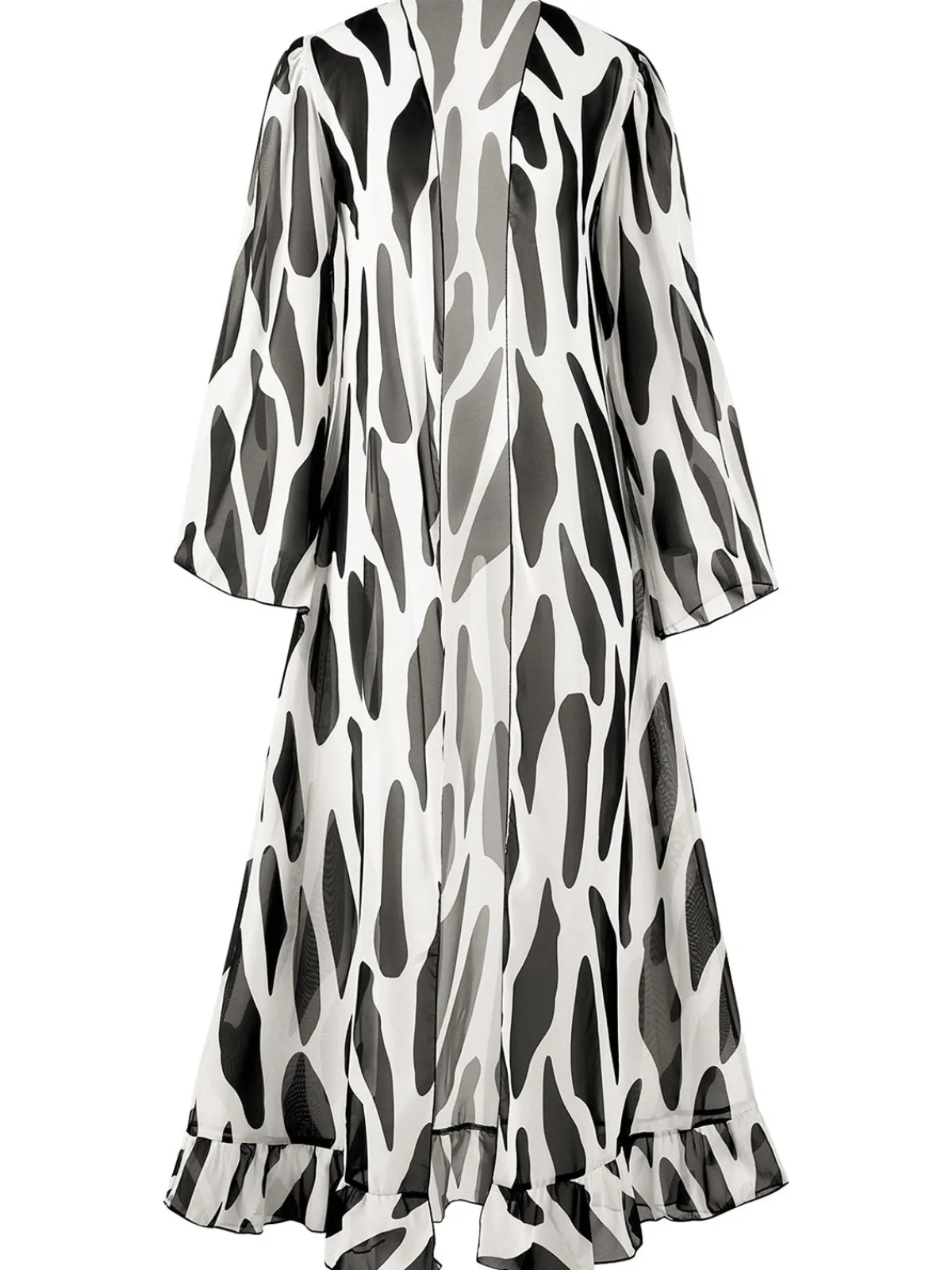 Hot Retro Stage 1950s Contrast Spots Long Cover Up Black