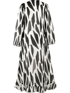Hot Retro Stage 1950s Contrast Spots Long Cover Up Black