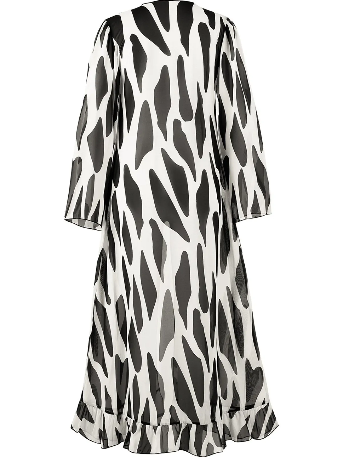 Hot Retro Stage 1950s Contrast Spots Long Cover Up Black