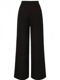 Fashion Retro Stage 1950s Contrast Trim Straight-Leg Pants Black