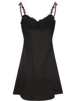 Fashion Retro Stage 1950s 3D Floral Suspender Sleepwear Black
