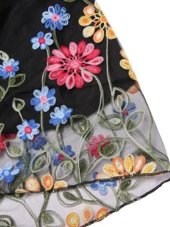 Sale Retro Stage 1950s 3D Flowers Embroidered Mesh Dress Black
