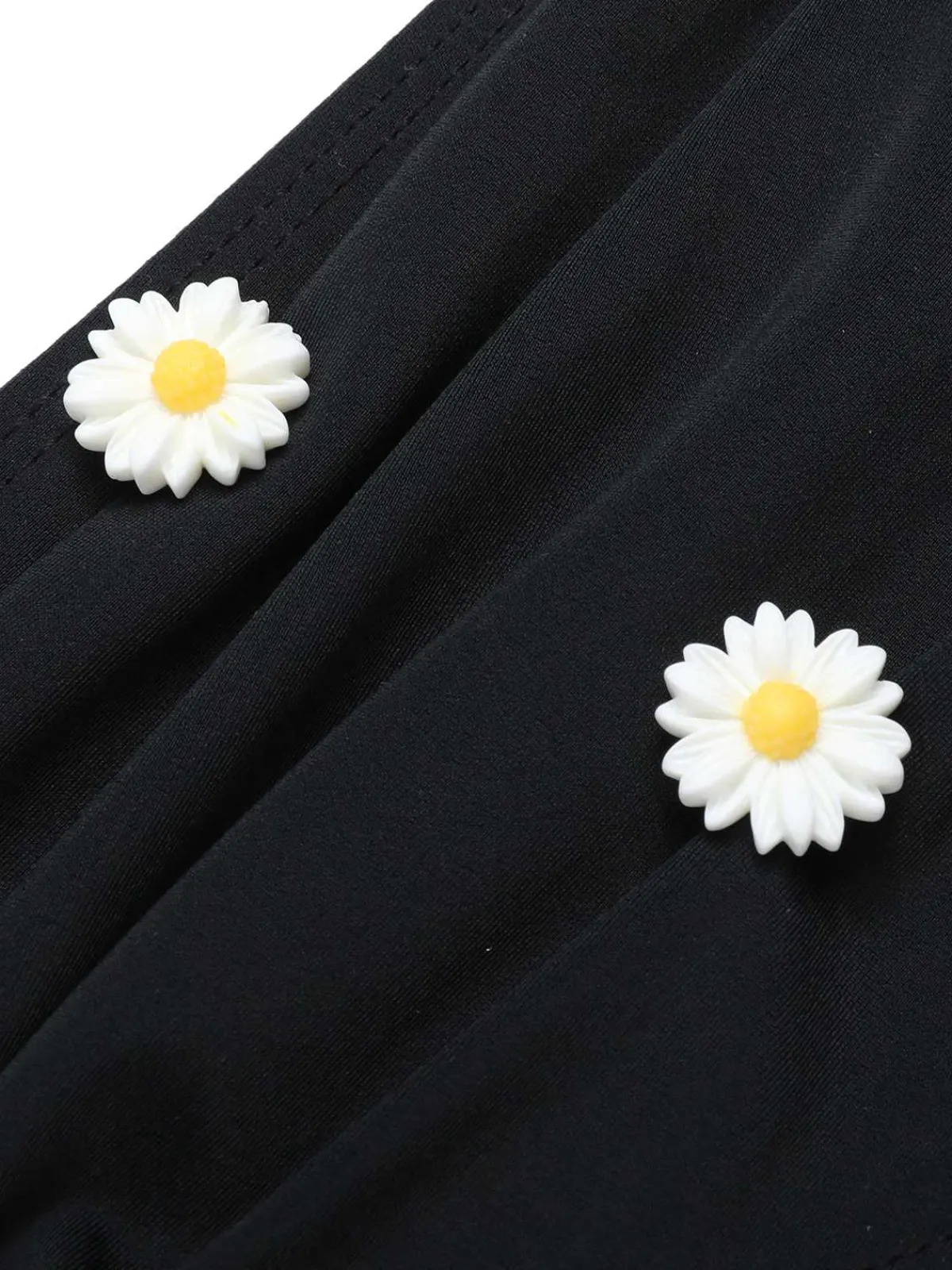 Outlet Retro Stage Black 1950s Daisy Cross Strap Swimsuit