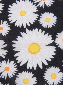 Best Retro Stage 1960s Daisy Spaghetti Strap Dress Black