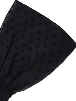 Best Retro Stage 1940s Dots Half Turtleneck Chiffon Dress Black
