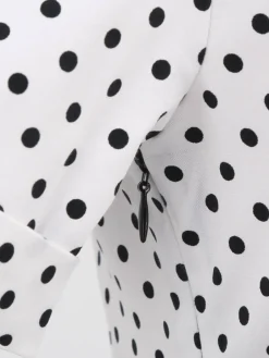 Best Retro Stage 1950s Dots Patchwork Dress Black
