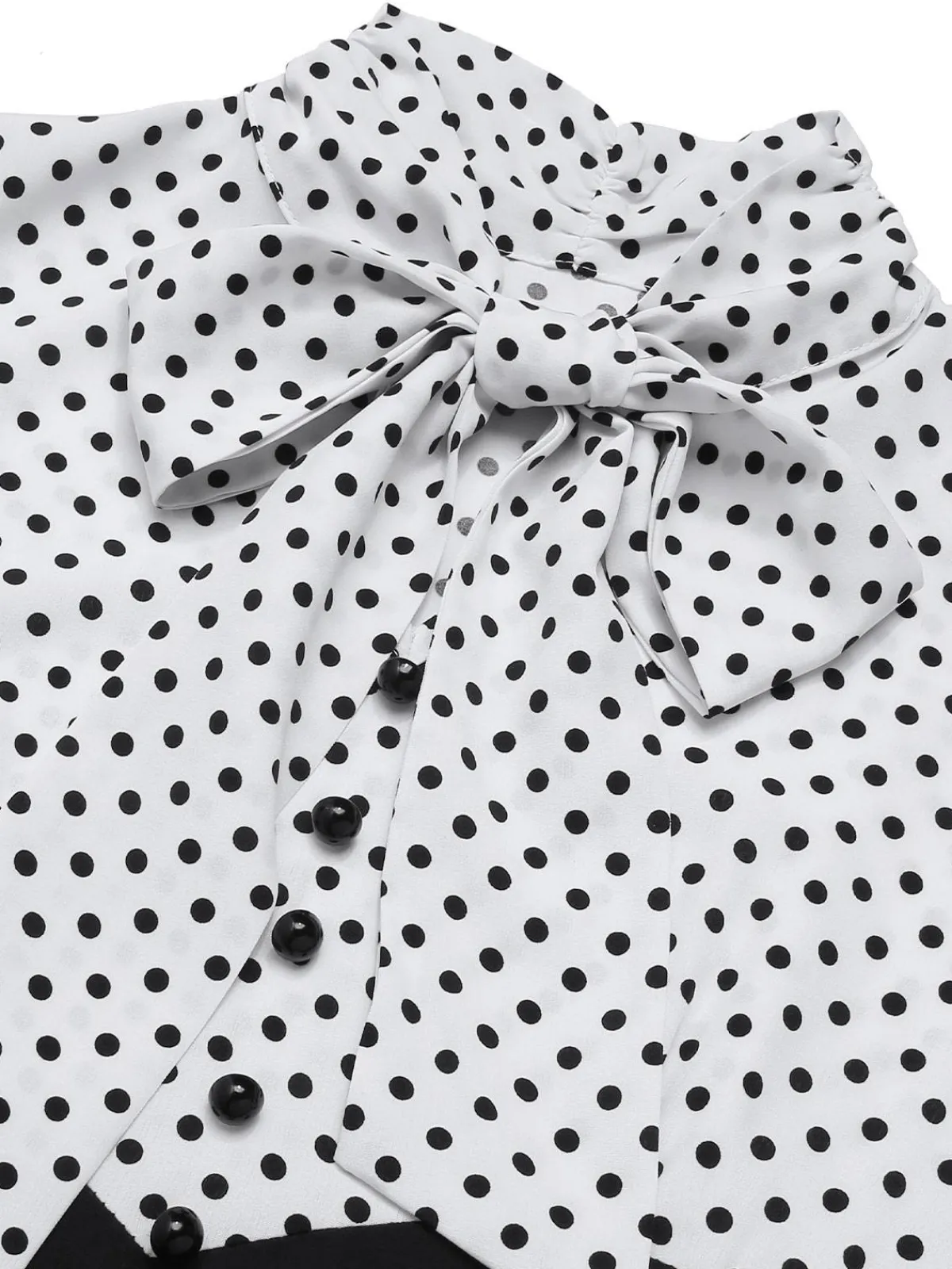 Outlet Retro Stage Black 1930s Dots Tie Neck Mermaid Dress